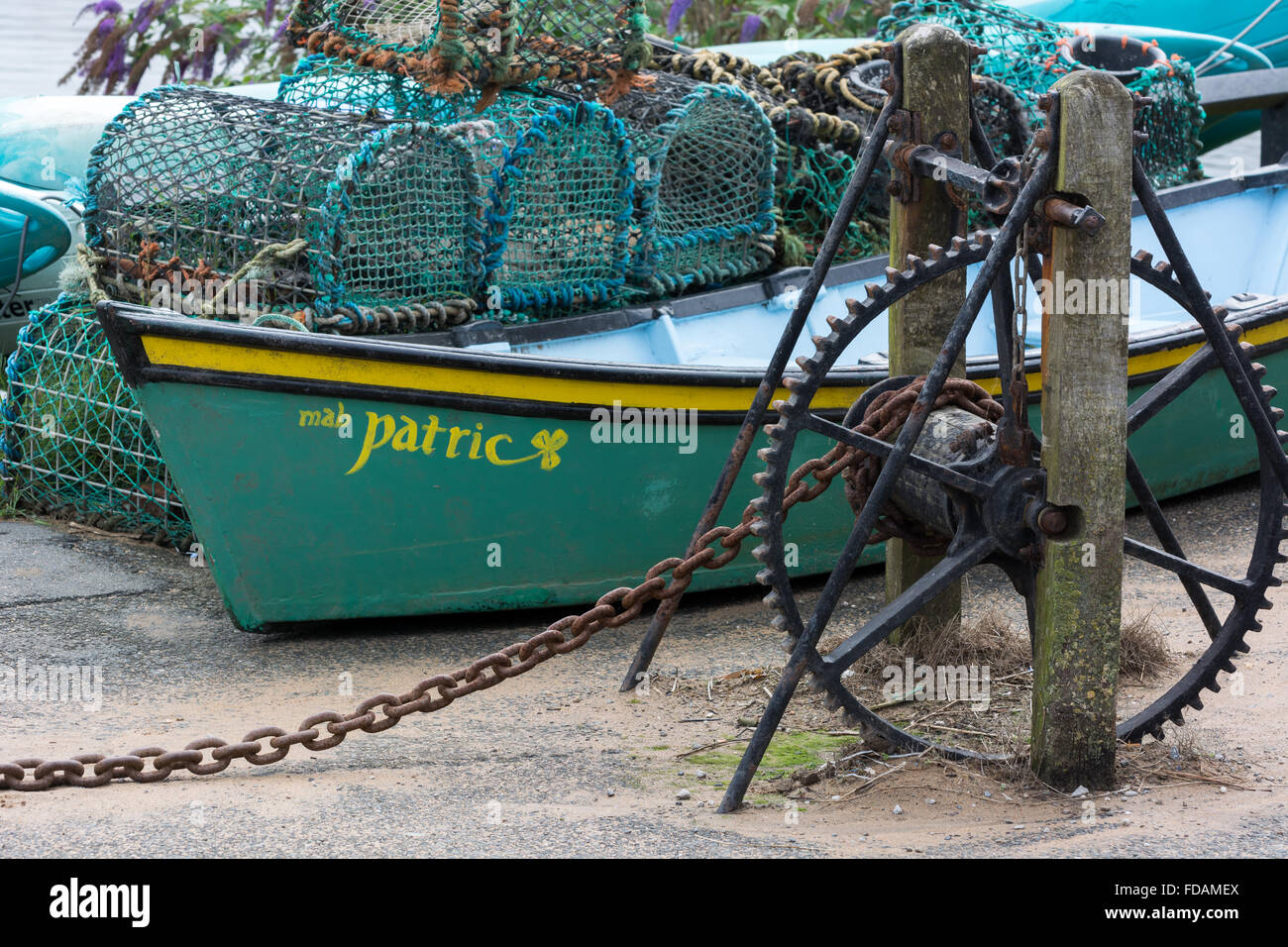 Von der Slipanlage am Hafen von Bude Stockfoto