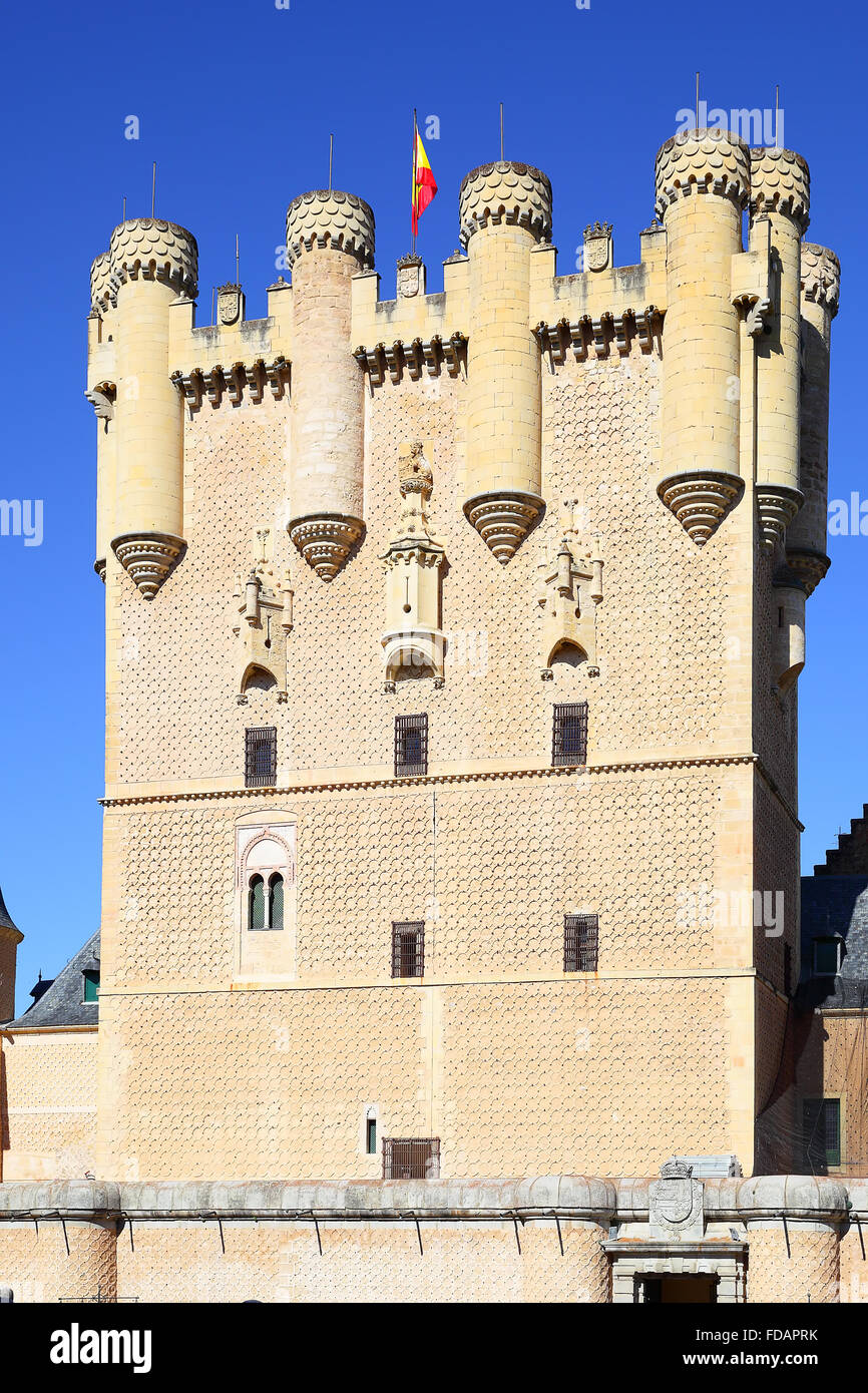 Turm der Burg von Segovia (Alcazar), Spanien Stockfoto