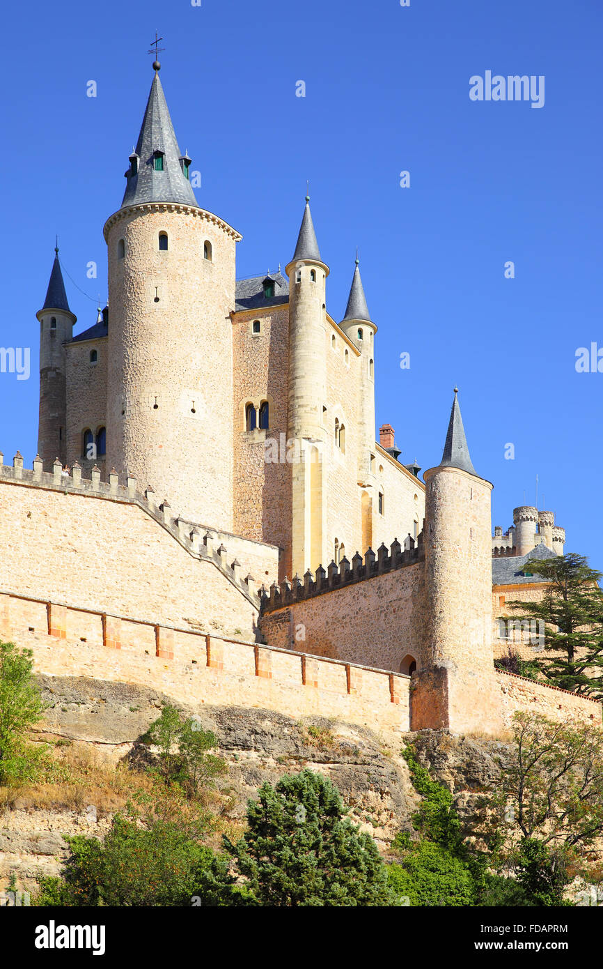 Ansicht der Burg von Segovia (Alcazar), Spanien Stockfoto