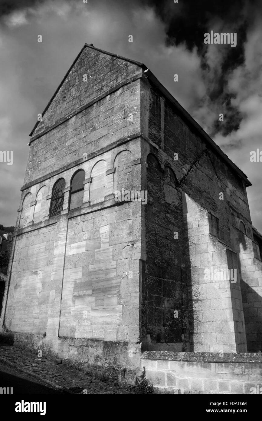 Der sächsischen Kirche St. Laurence Bradford auf Avon Wiltshire England UK schwarz und weiß-version Stockfoto