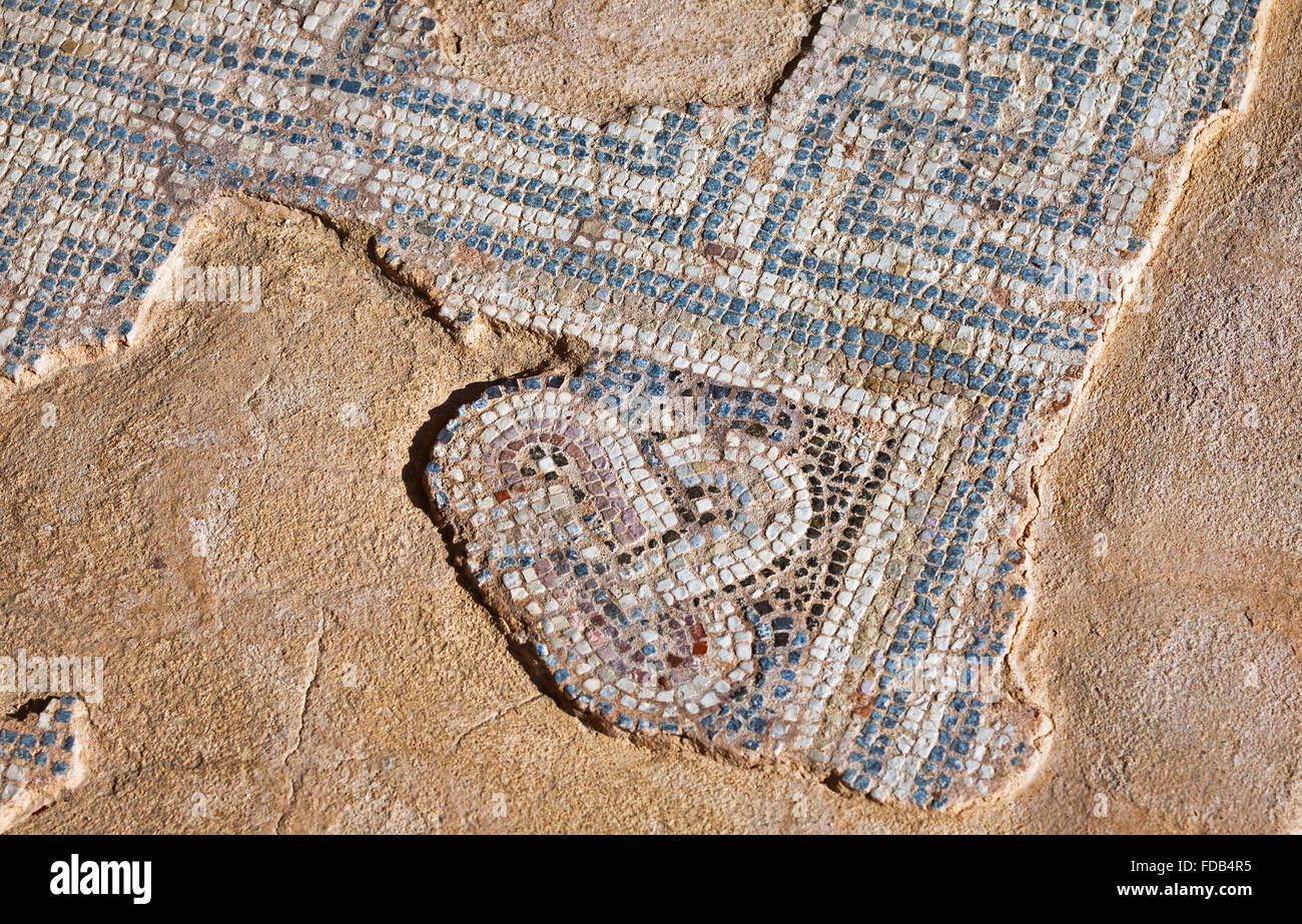 Close-up-Fragment des antiken Mosaik in Kourion, Zypern Stockfoto