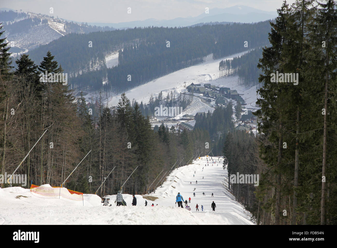 Titel der berühmten Bukovel Ski Resort, Karpaten, Ukraine Stockfoto