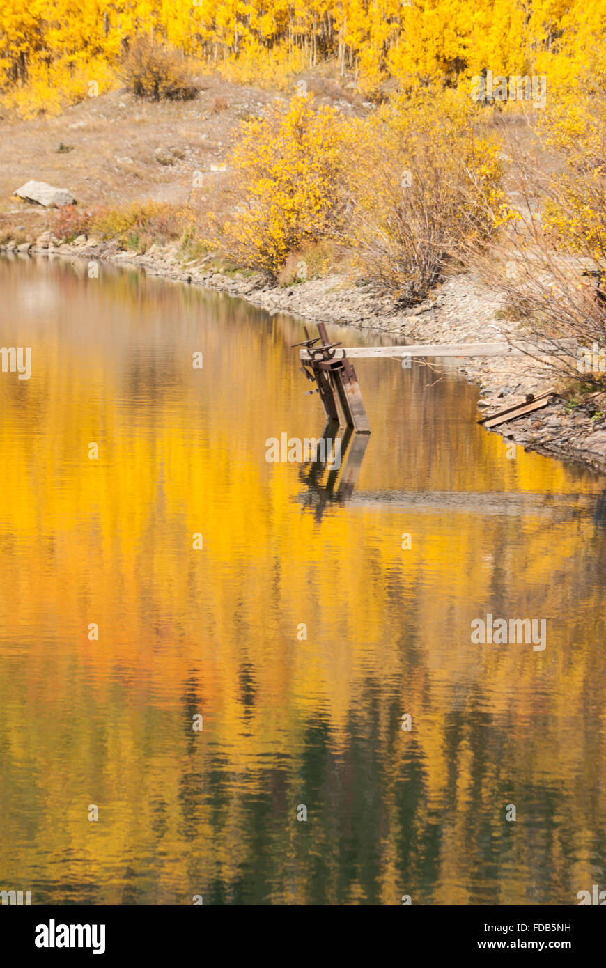 Herbst Farben reflektieren in Crystal Lake, Ouray, Colorado Stockfoto