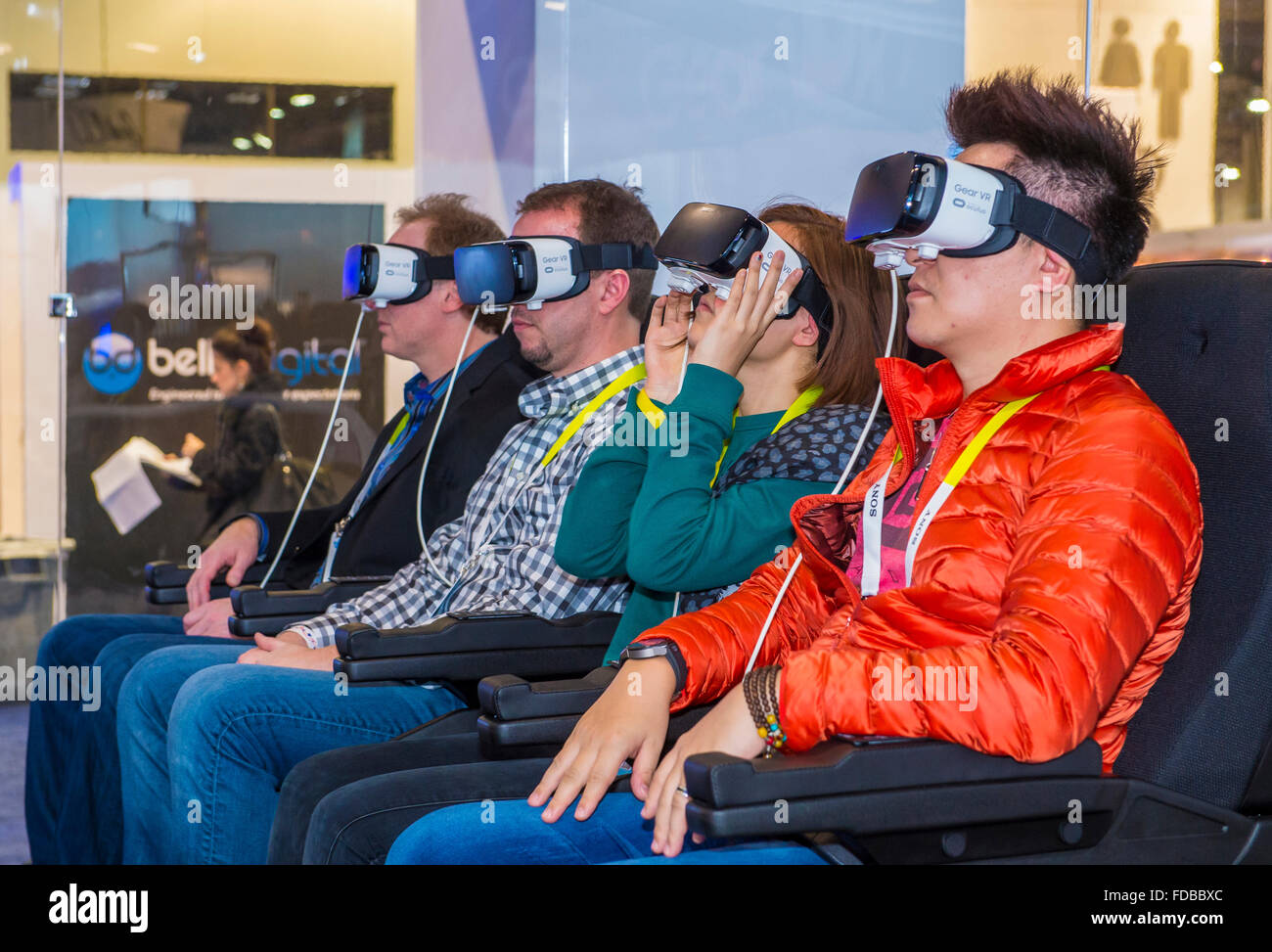 Virtual-Reality-Demonstration auf der Samsung-Stand auf der CES in Las Vegas Stockfoto
