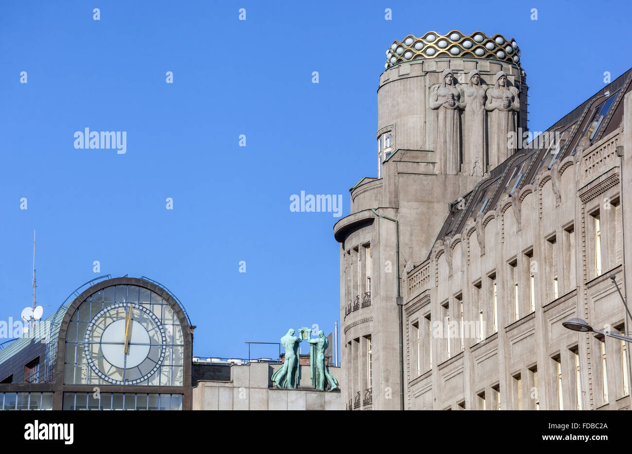 Das Krone Palastgebäude am Wenzelsplatz, Jugendstil, Prag, Tschechische Republik Stockfoto