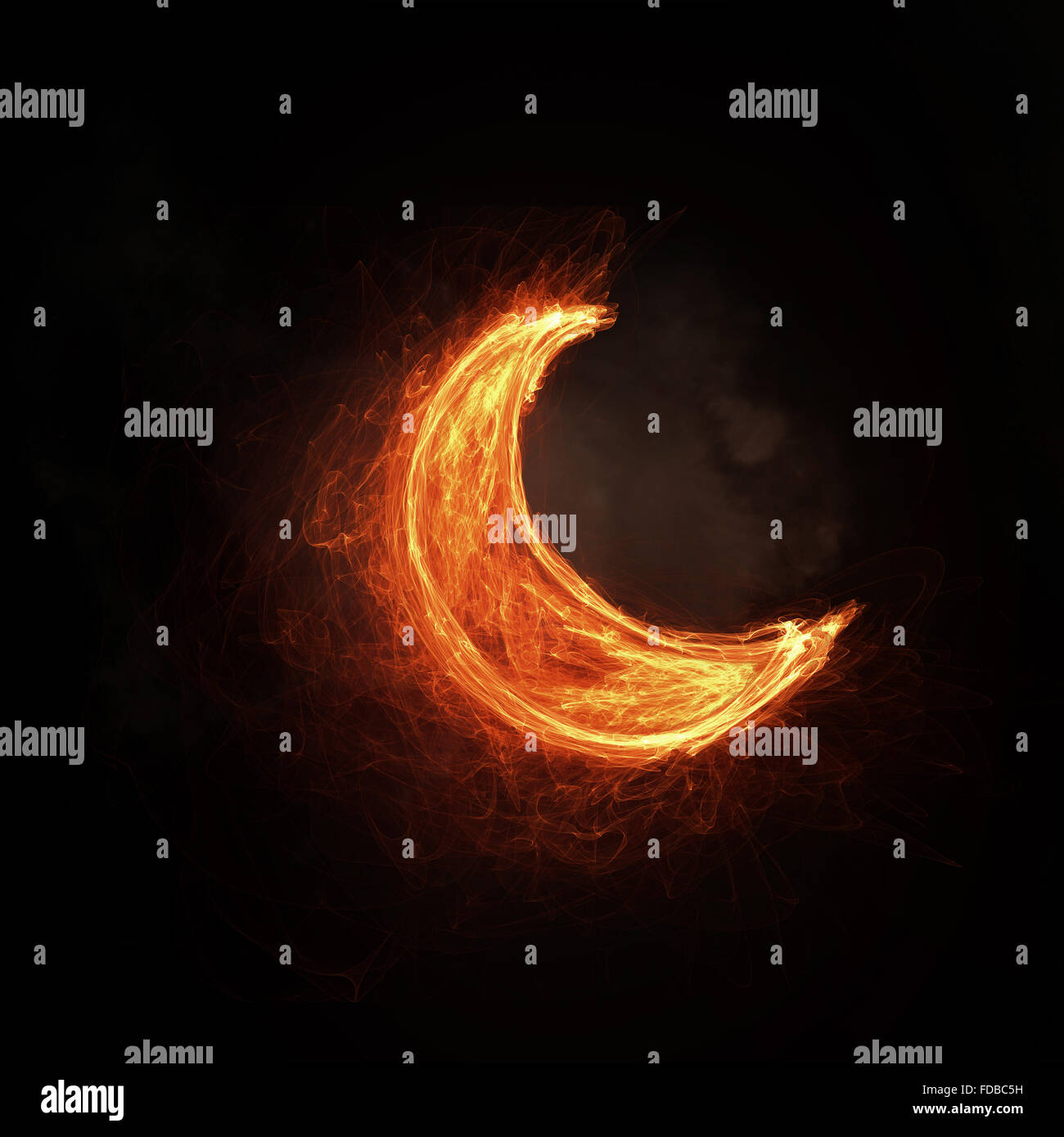 Hell leuchtende Mondsymbol auf dunklem Hintergrund Stockfoto