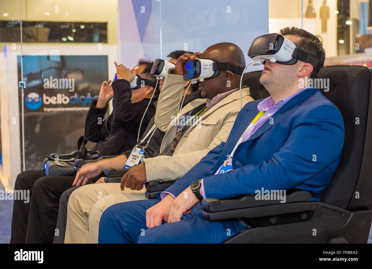 Virtual-Reality-Demonstration auf der Samsung-Stand auf der CES in Las Vegas Stockfoto