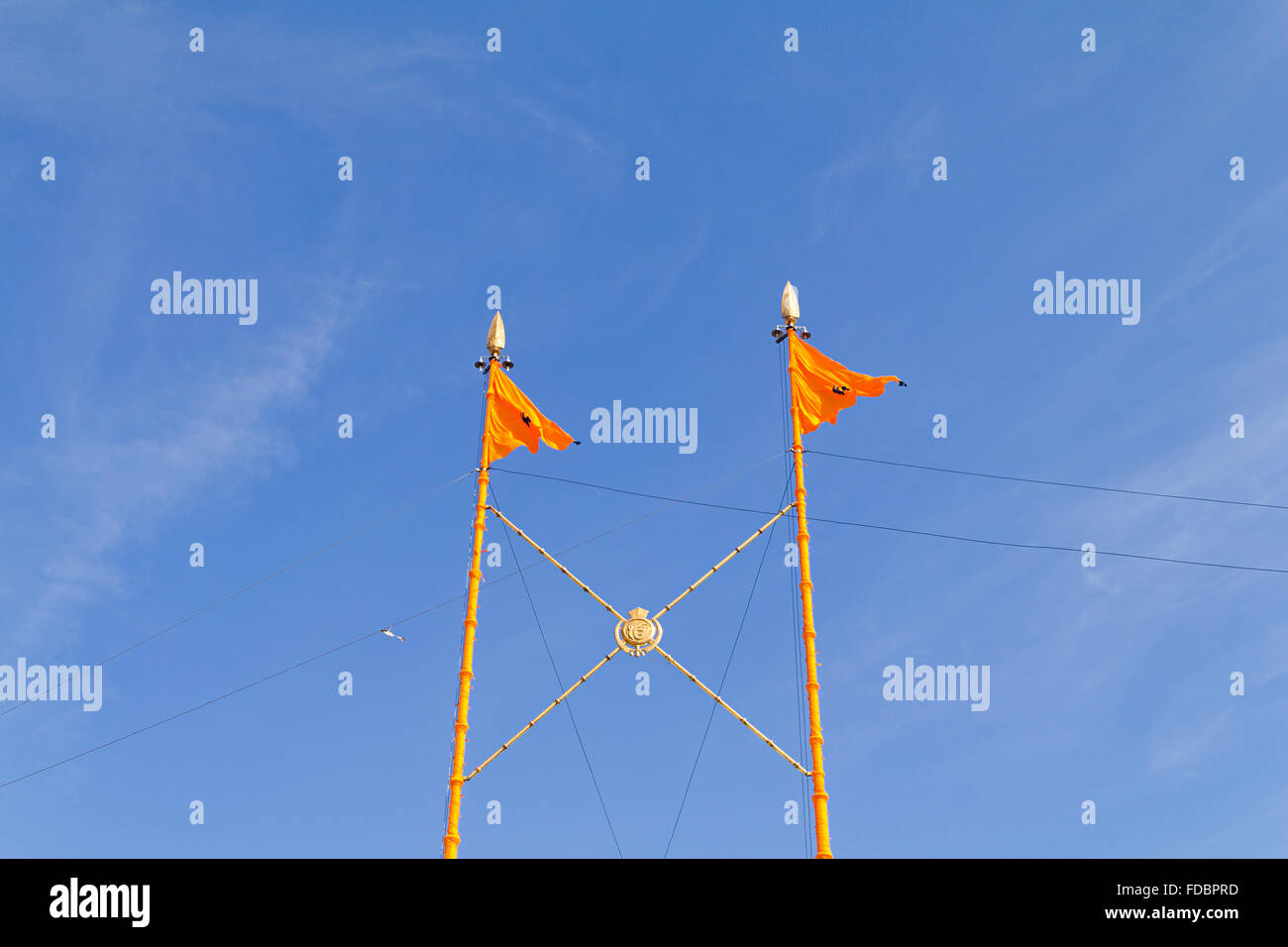 Gurdwara Pole Flagge niemand Stockfoto