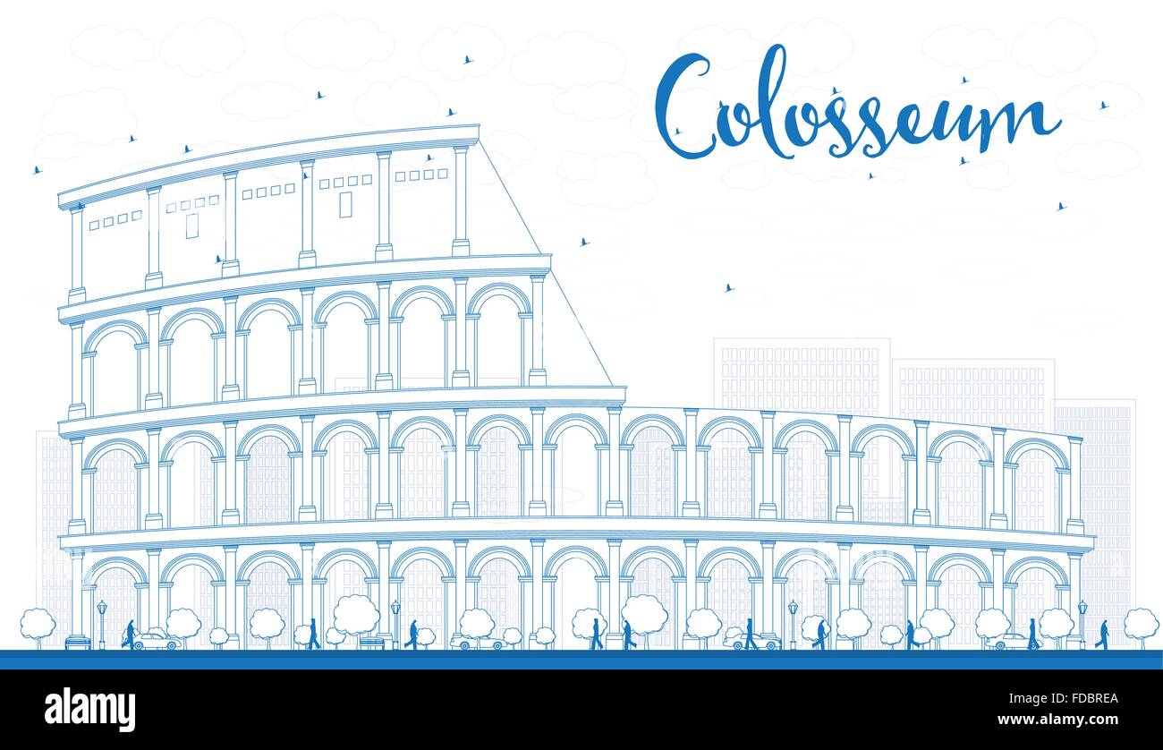 Umriss Kolosseum in Rom. Italien. Vektor-Illustration. Geschäftsreisen und Tourismus-Konzept mit historischen Wahrzeichen. Stock Vektor