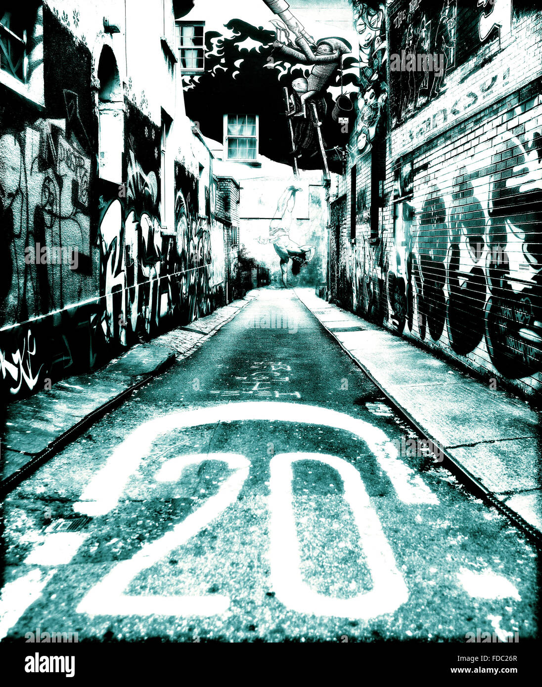 Bristol Streetart - Graffiti-Wände Stockfoto