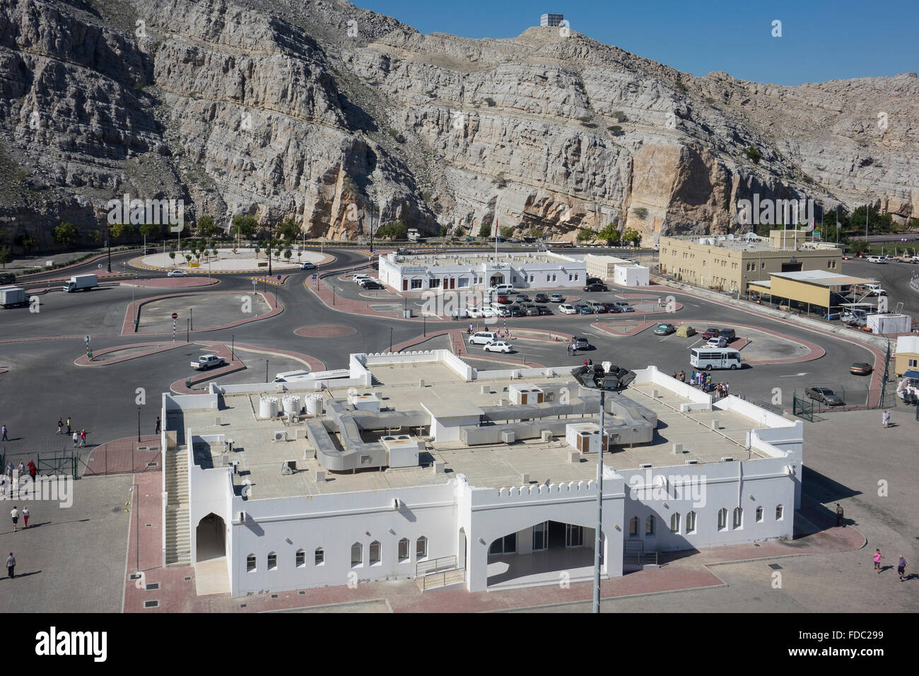 Oman, Musandam, Khasab Port Gebäude Stockfoto