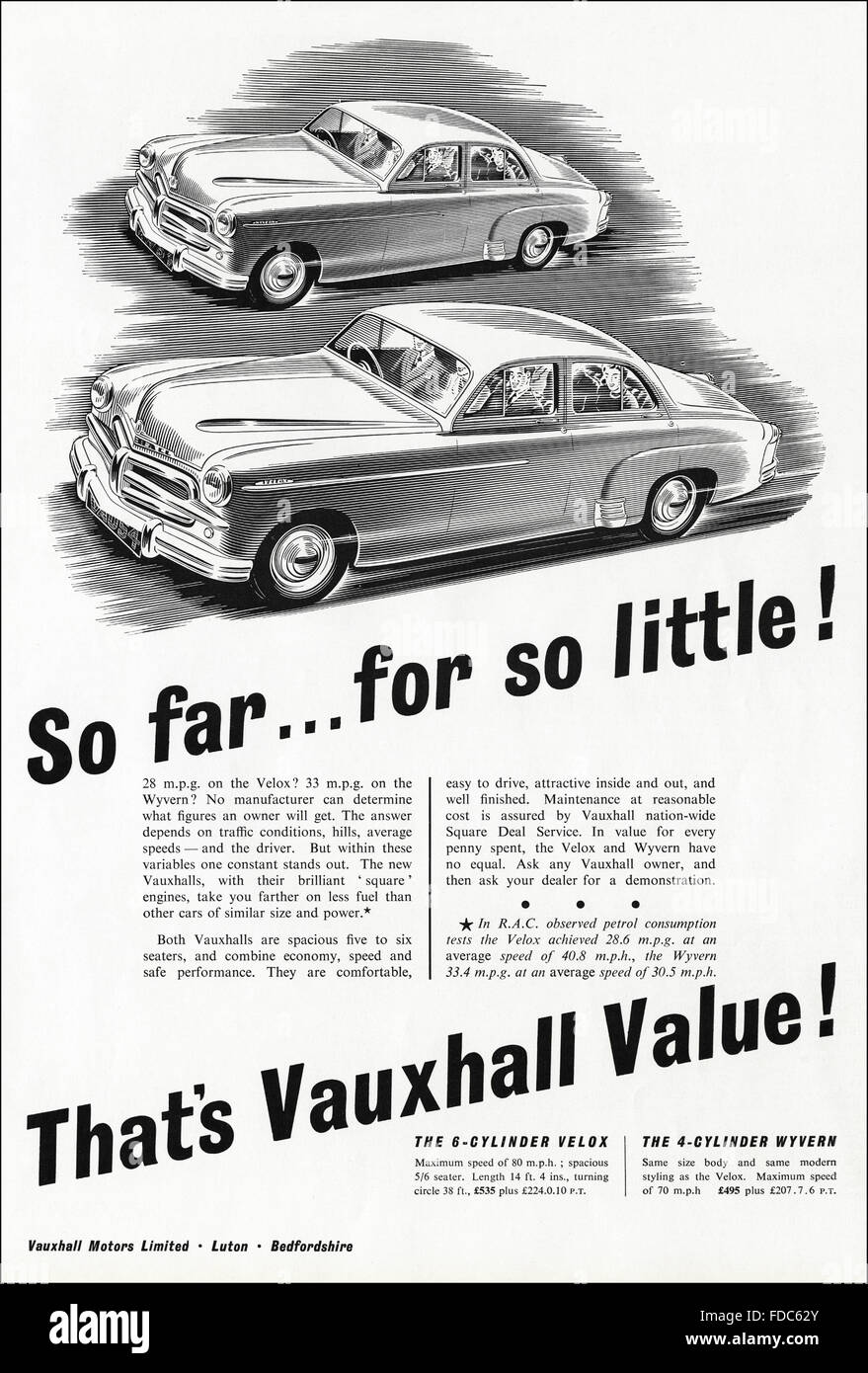 Original Vintage Anzeige aus der 1950er Jahre. Anzeige von 1954 Werbung Opel Neuwagen Stockfoto