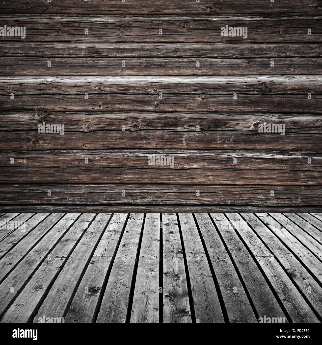 Abstrakte leeren dunklen Holz innen Raumhintergrund Stockfoto