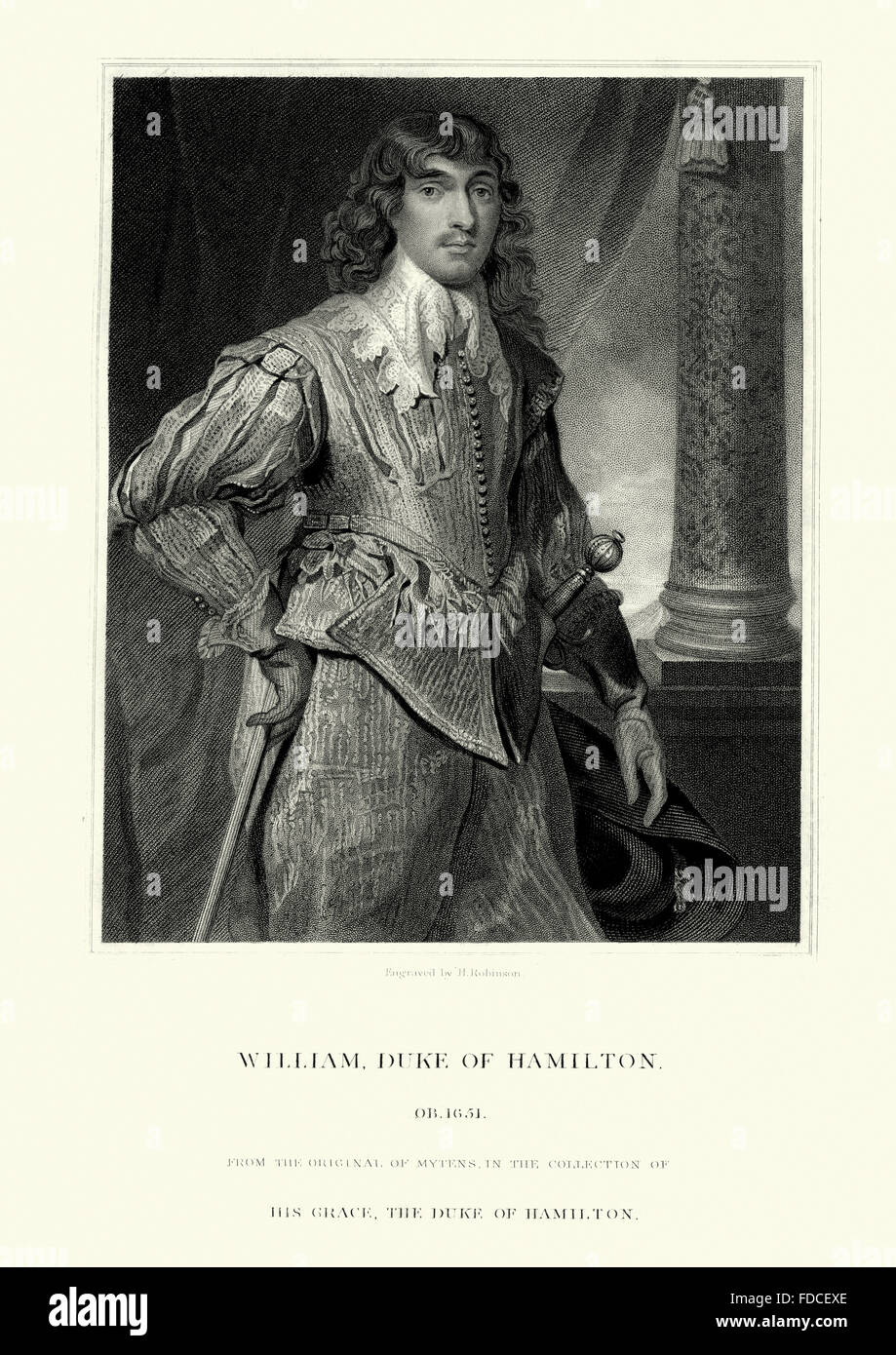 William Hamilton, 2. Duke of Hamilton verursacht ein schottischer Adliger Royalist und presbyterianische unterstützt während der Kriege-o Stockfoto