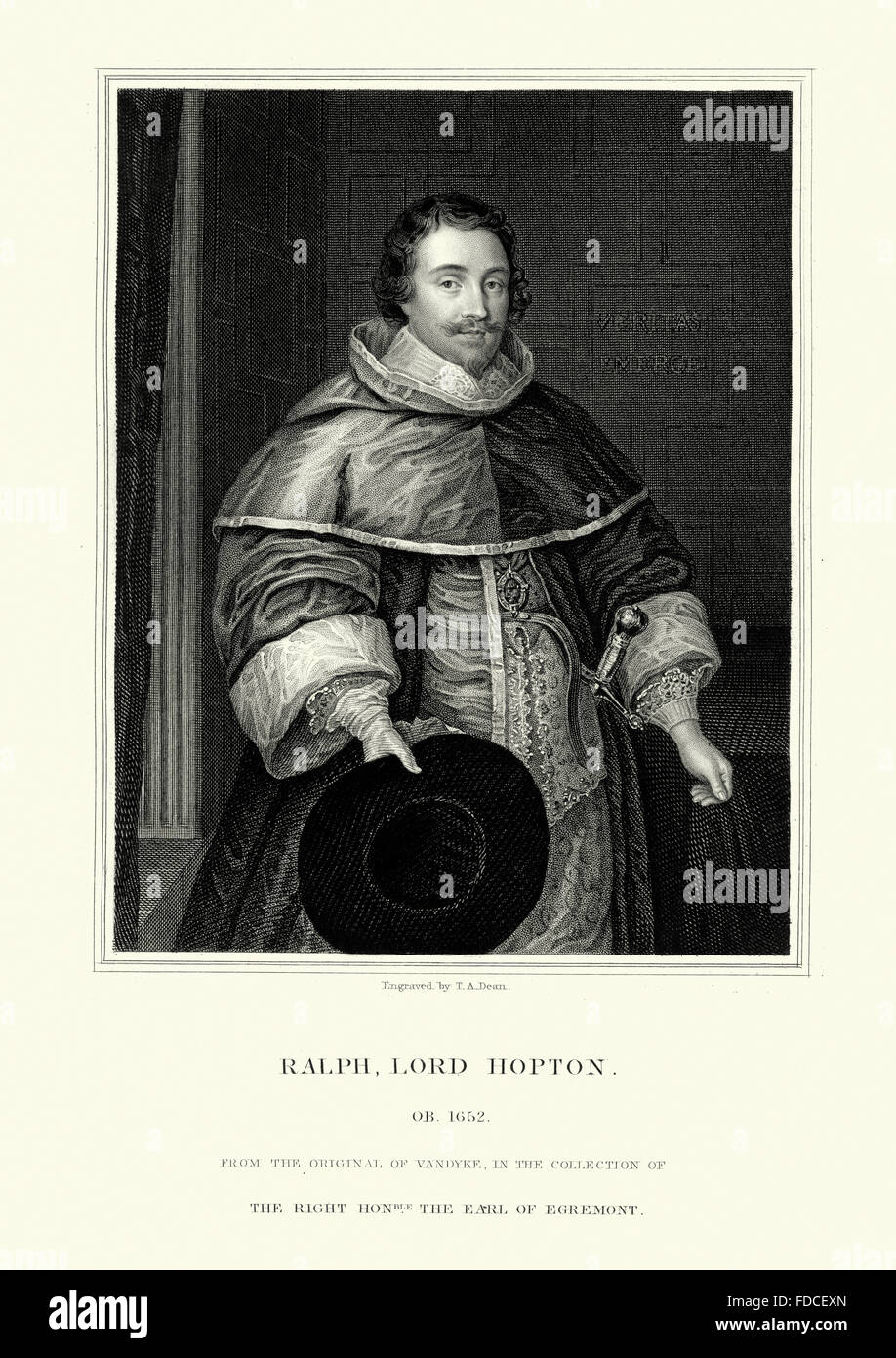 Ralph Hopton, 1. Baron Hopton royalistischen Kommandant im englischen Bürgerkrieg, ernannt Leutnant General unter der Marquess of Stockfoto