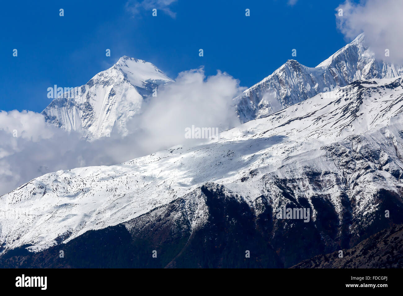 Nilgiri-Massivs, Mustang, Nepal. Stockfoto