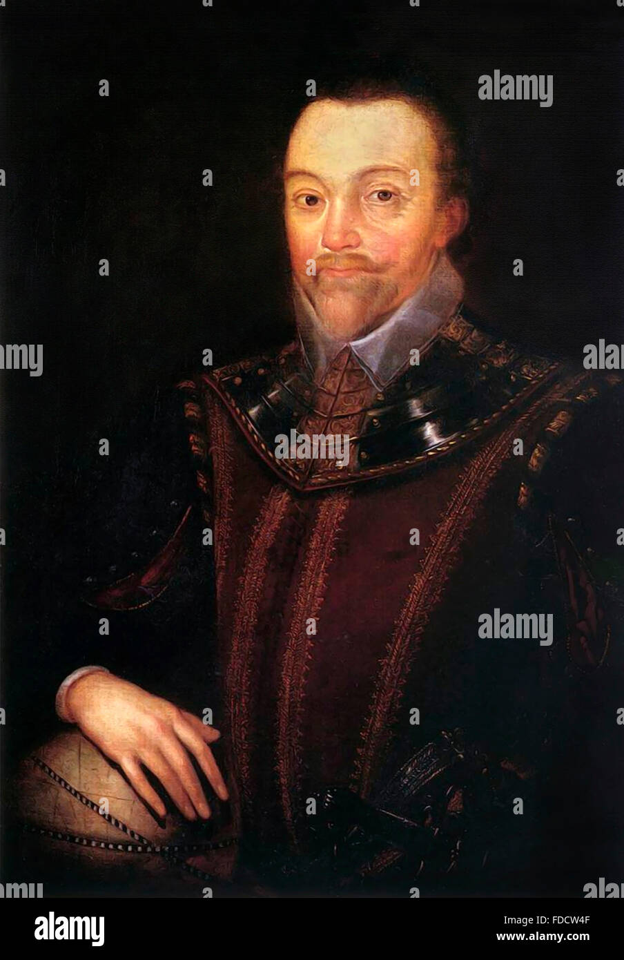 Sir Francis Drake, Porträt von Marcus Gheeraerts der Jüngere, malte einige Zeit nach 1590 Stockfoto