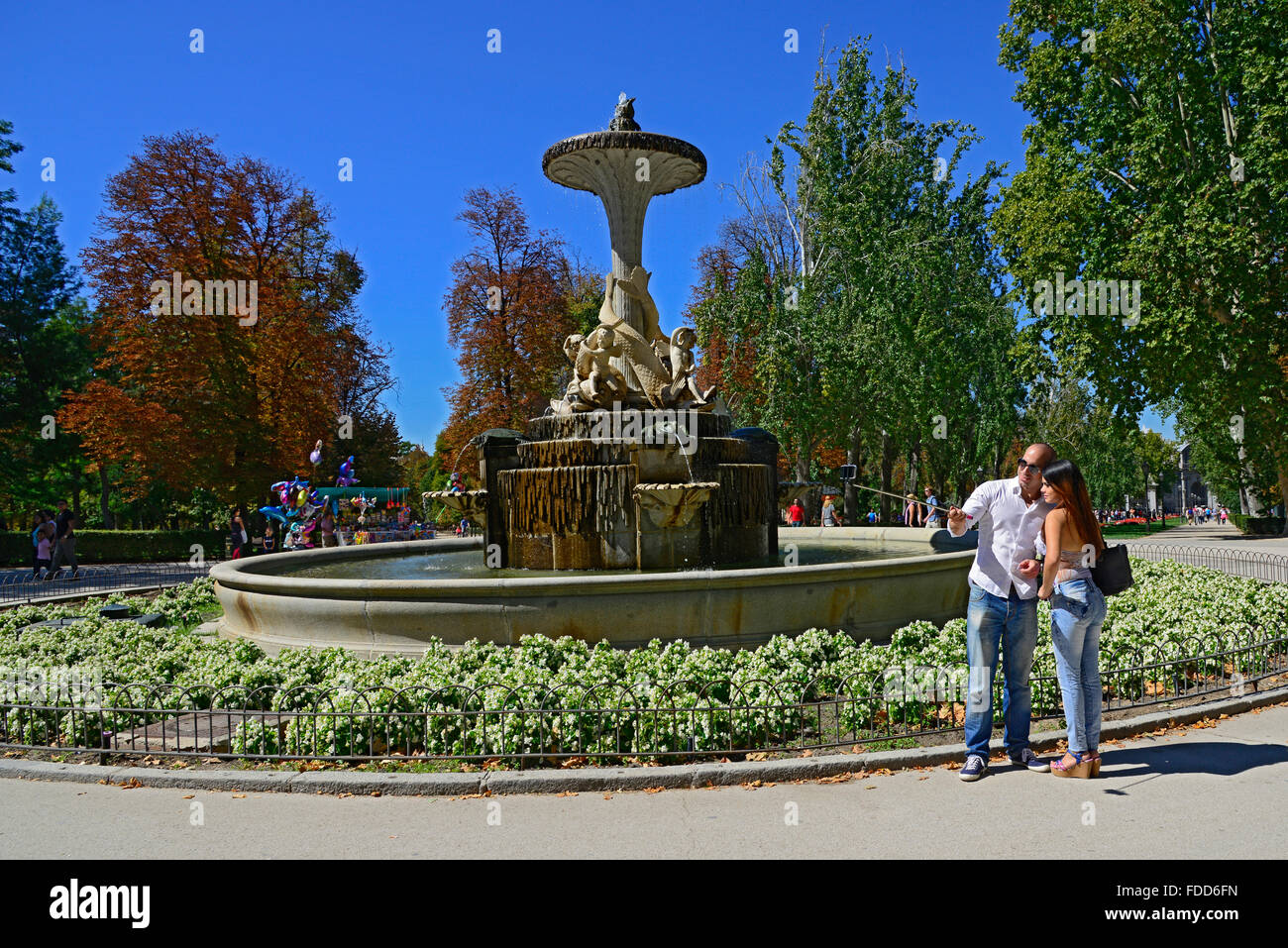 GalÃ¡pagos-Brunnen Buen Retiro Park Madrid Spanien ES Stockfoto