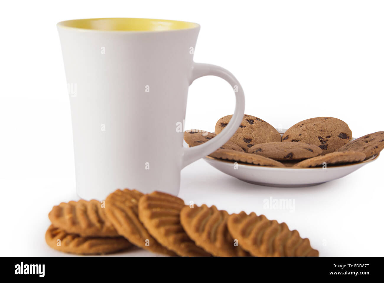 Frühstückstee und Biskuit niemand Stockfoto