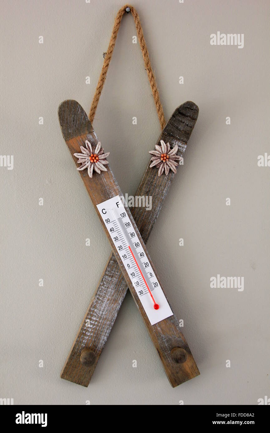 Ski-thermometer Stockfoto