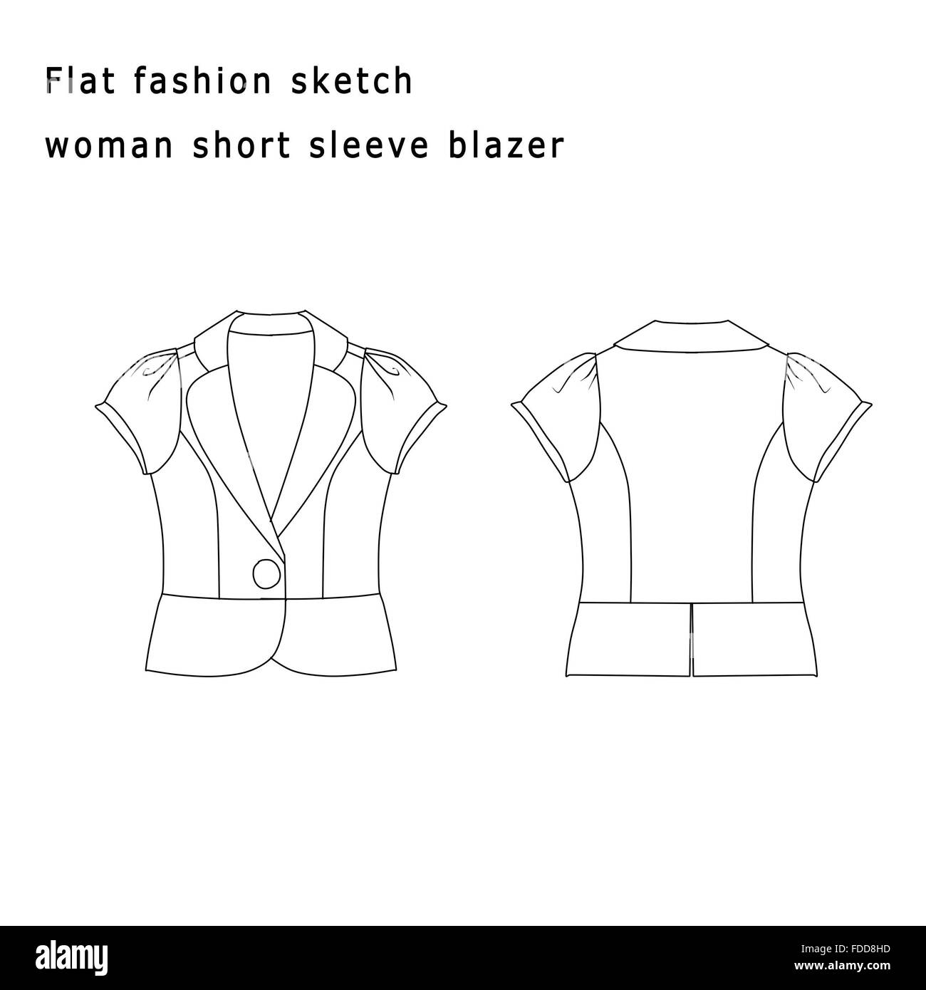 Mode-Illustration - Mode flach Template - Frau kurze Blazer Stockfoto