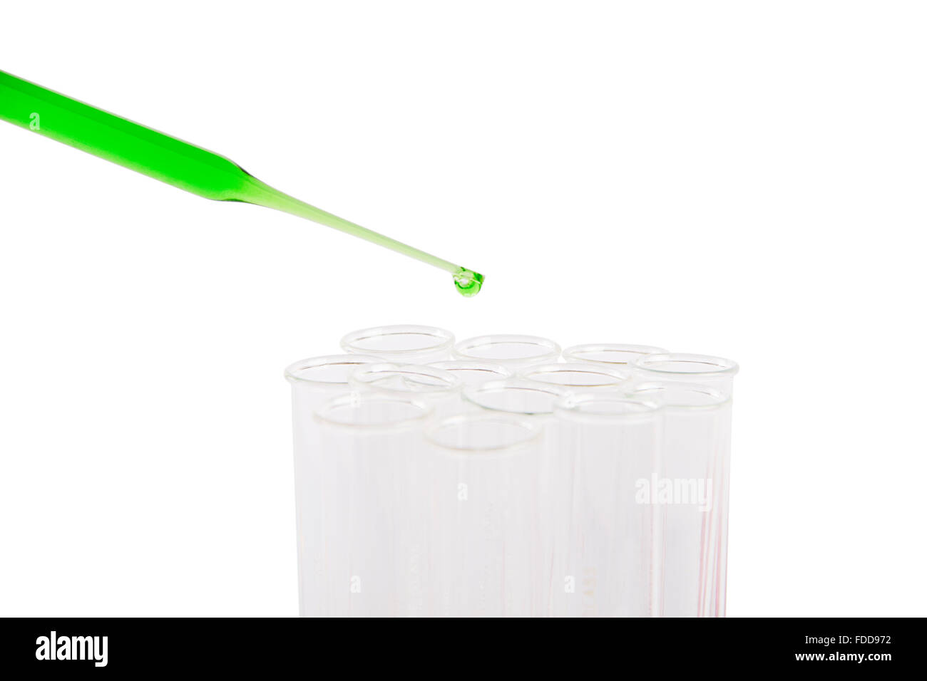 Medizinischen Wissenschaft Labor chemische Reagenzglas Pipette Tropfen gießen niemand Stockfoto