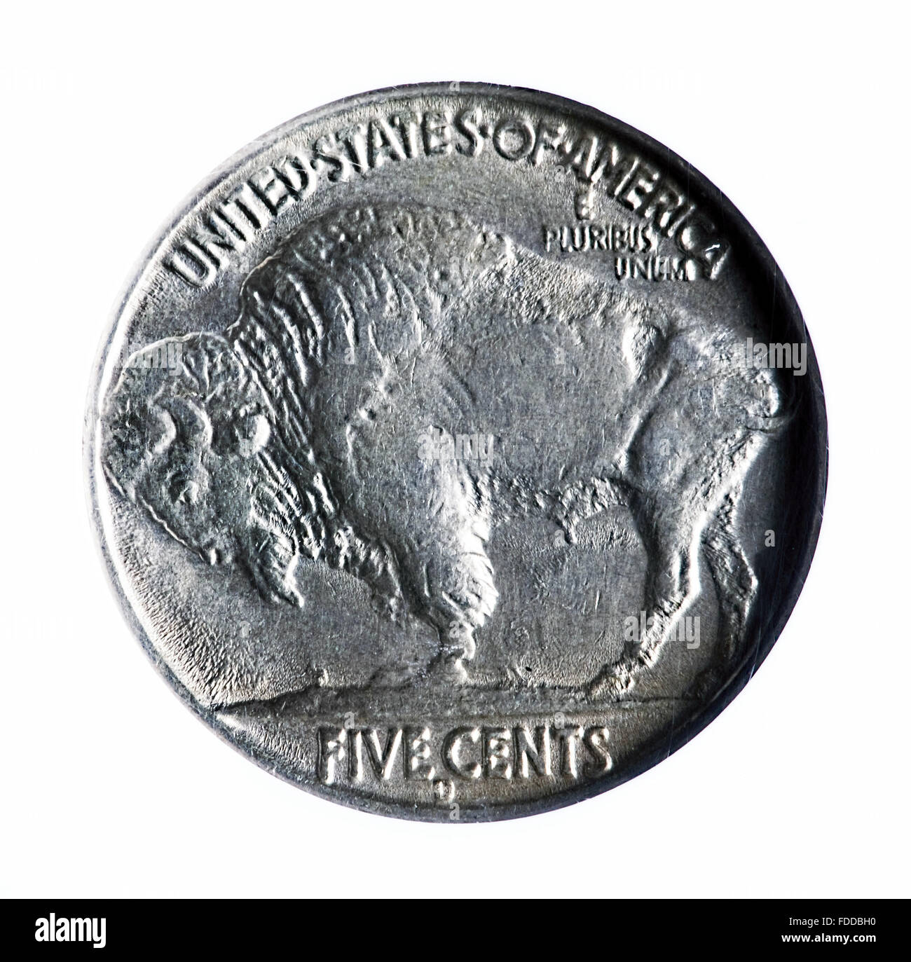 Berühmten drei Bein Buffalo Nickel datiert 1937 D. Stockfoto