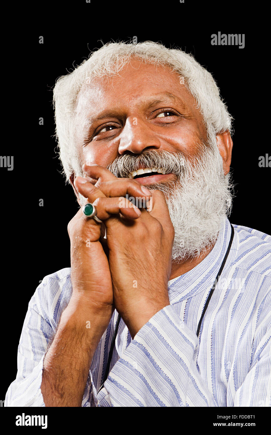 1 indische Senior erwachsenen Mannes denken Stockfoto