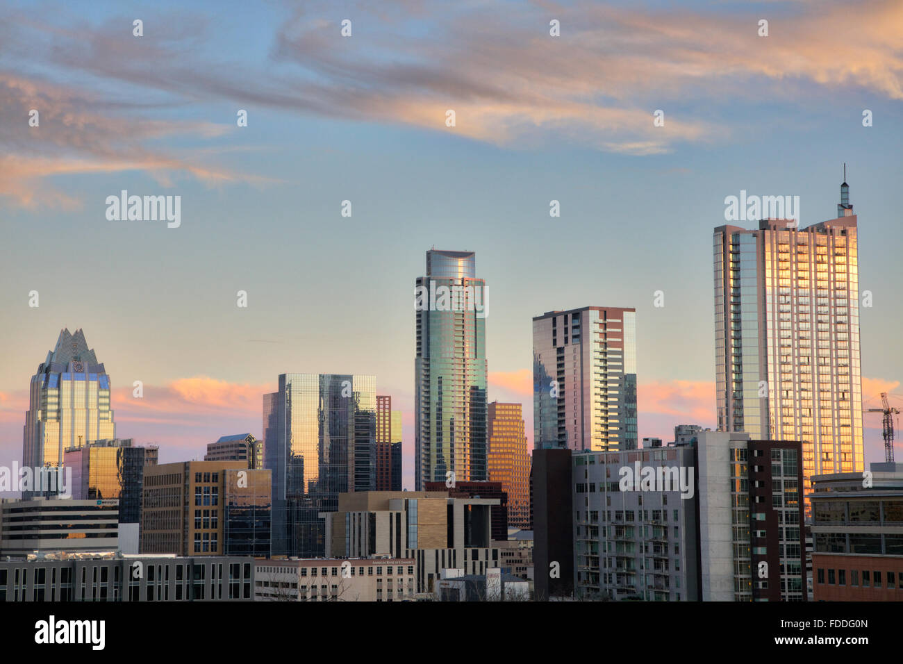 Austin, Texas - Abend Skyline Stockfoto