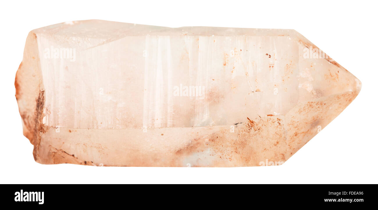 Makroaufnahmen Kollektion Naturstein - Kristall von rosa Quarz Mineral Stein isoliert auf weißem Hintergrund Stockfoto