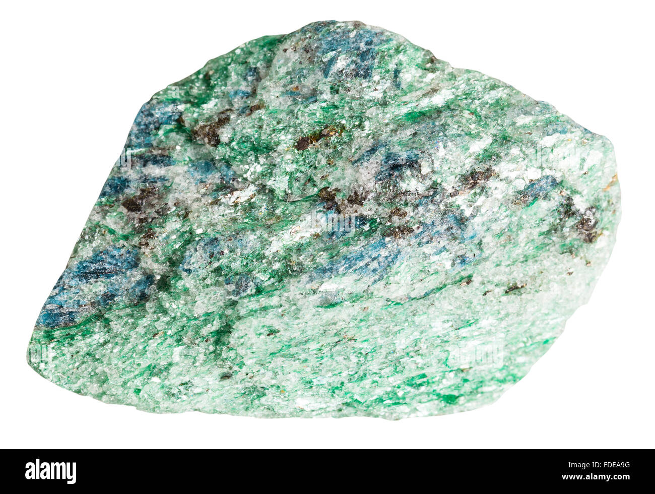 Makroaufnahmen Kollektion Naturstein - Fuchsite (Chrom-Glimmer) Mineral Stein isoliert auf weißem Hintergrund Stockfoto