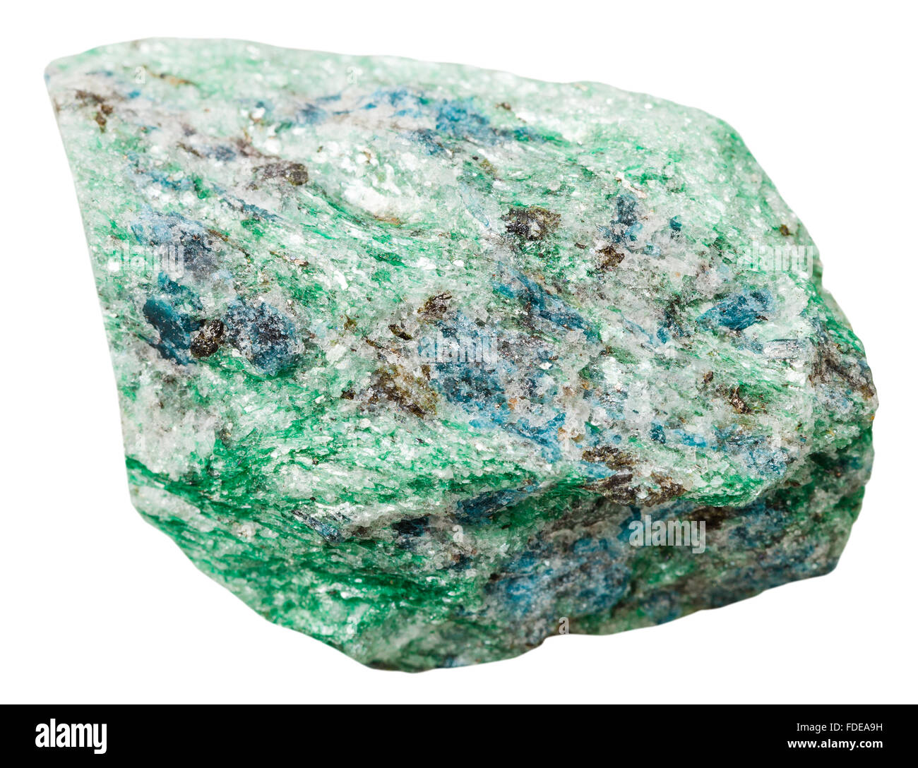 Makroaufnahmen Kollektion Naturstein - kristalline Fuchsite (Chrom-Glimmer) Mineral Stein isoliert auf weißem Hintergrund Stockfoto