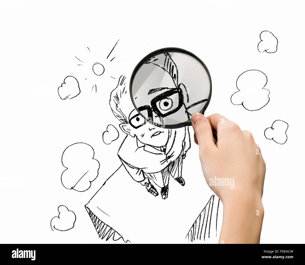 Hand Zeichnungsbild der Geschäftsmann. Die Herausforderung für Unternehmen Stockfoto