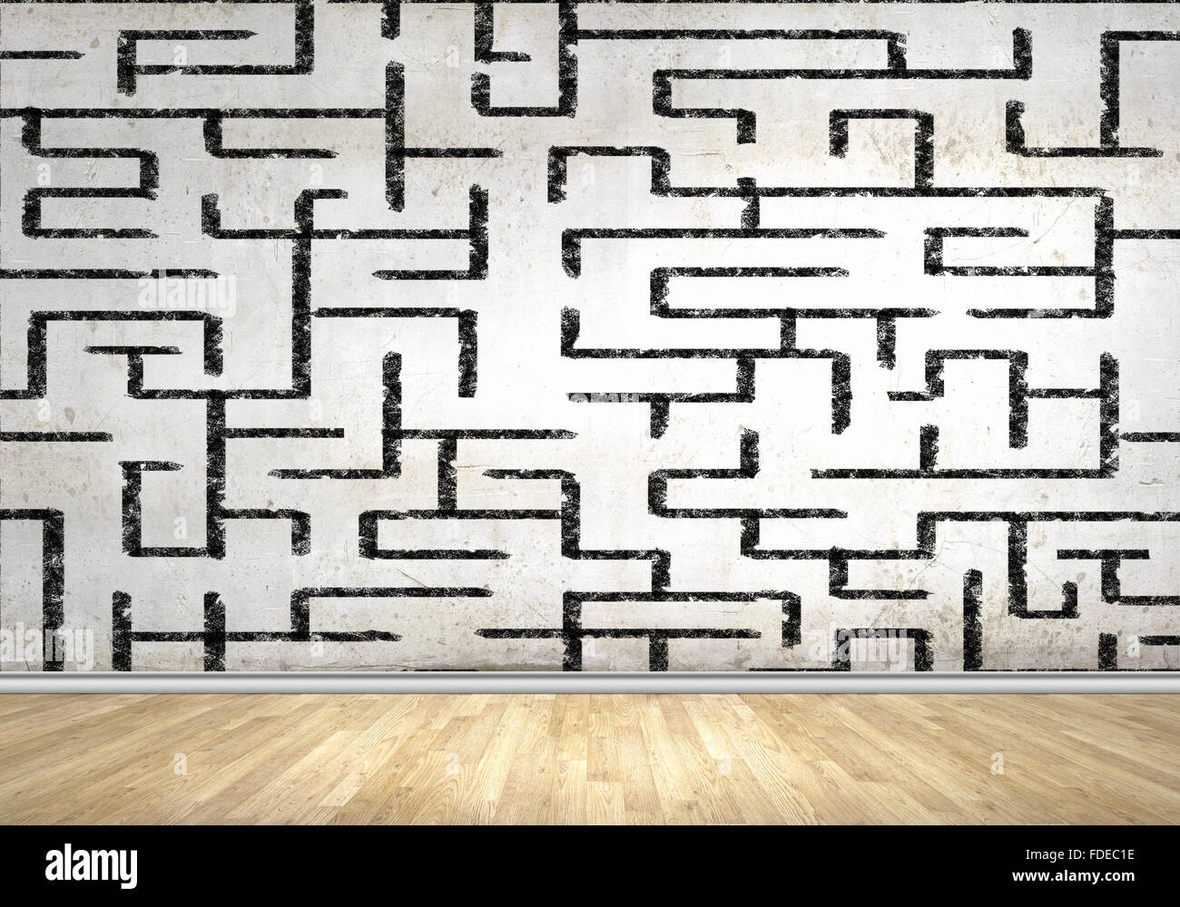 Abstrakte Labyrinth vor weißem Hintergrund gezeichnet. Lösung finden Stockfoto