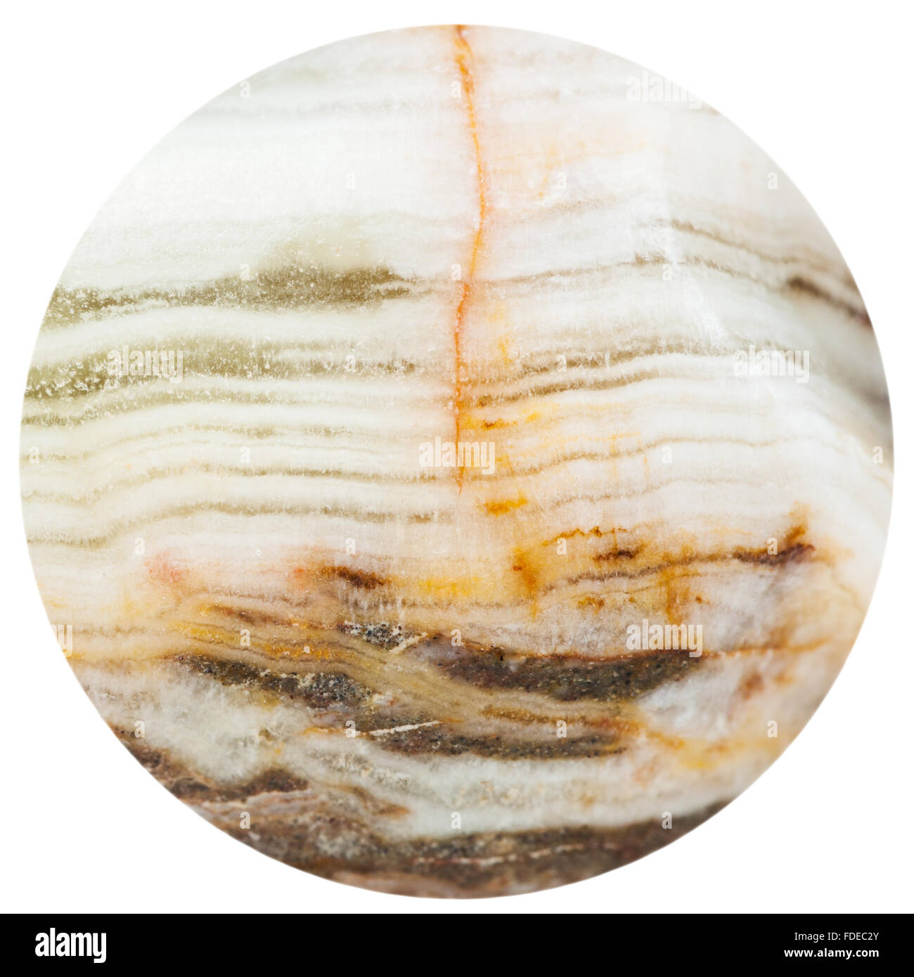 Runde Perlen aus Marmor Onyx natürliche mineralische Edelstein isoliert auf weißem Hintergrund Stockfoto