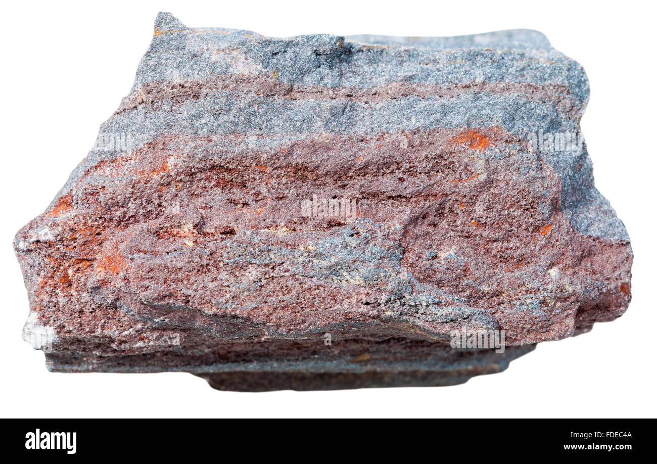 Makroaufnahmen Kollektion Naturstein - eisenhaltige Quarzit (Jaspillite, Jasper Taconite) Mineral Stein isoliert auf weiss Stockfoto