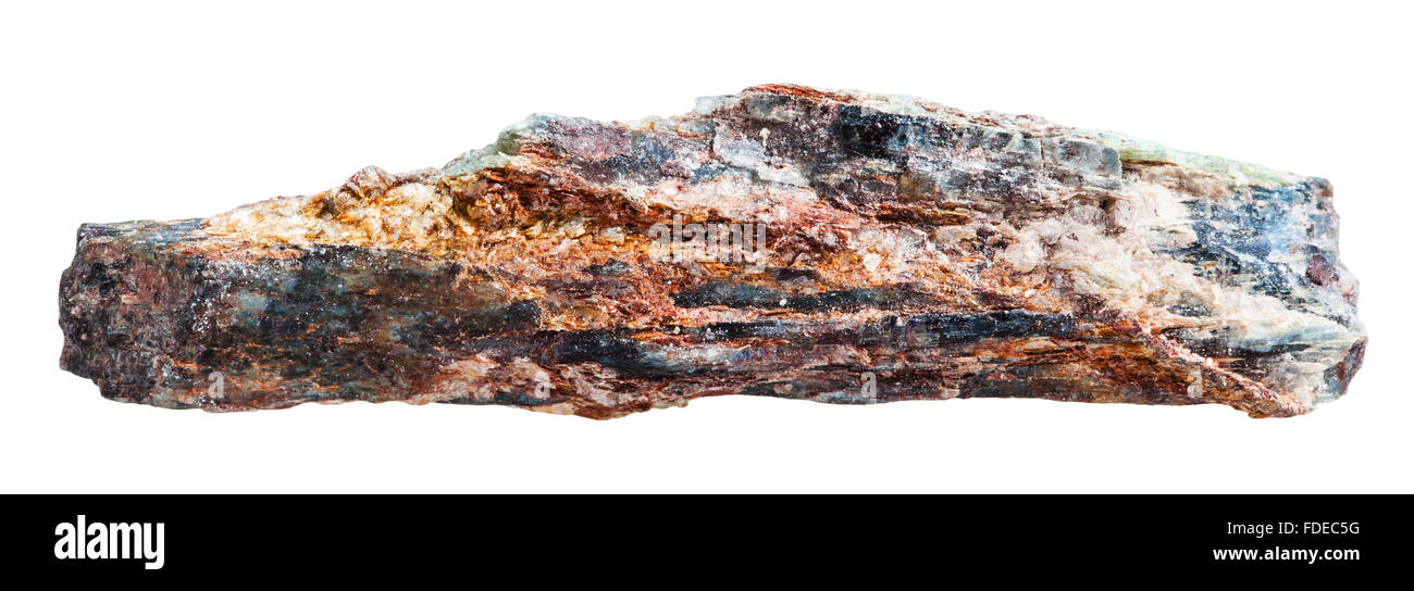 Makroaufnahmen Kollektion Naturstein - Schiefer Mineral Rock mit Glimmer und rot Aventurin-Feldspat auf weißen staatlich isoliert Stockfoto