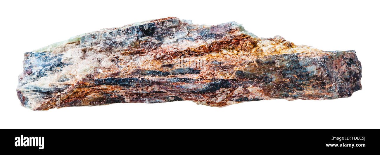 Makroaufnahmen Kollektion Naturstein - Schiefer Mineral Stein mit Glimmer und rot Aventurin-Feldspat isoliert auf weißem Hinterg Stockfoto
