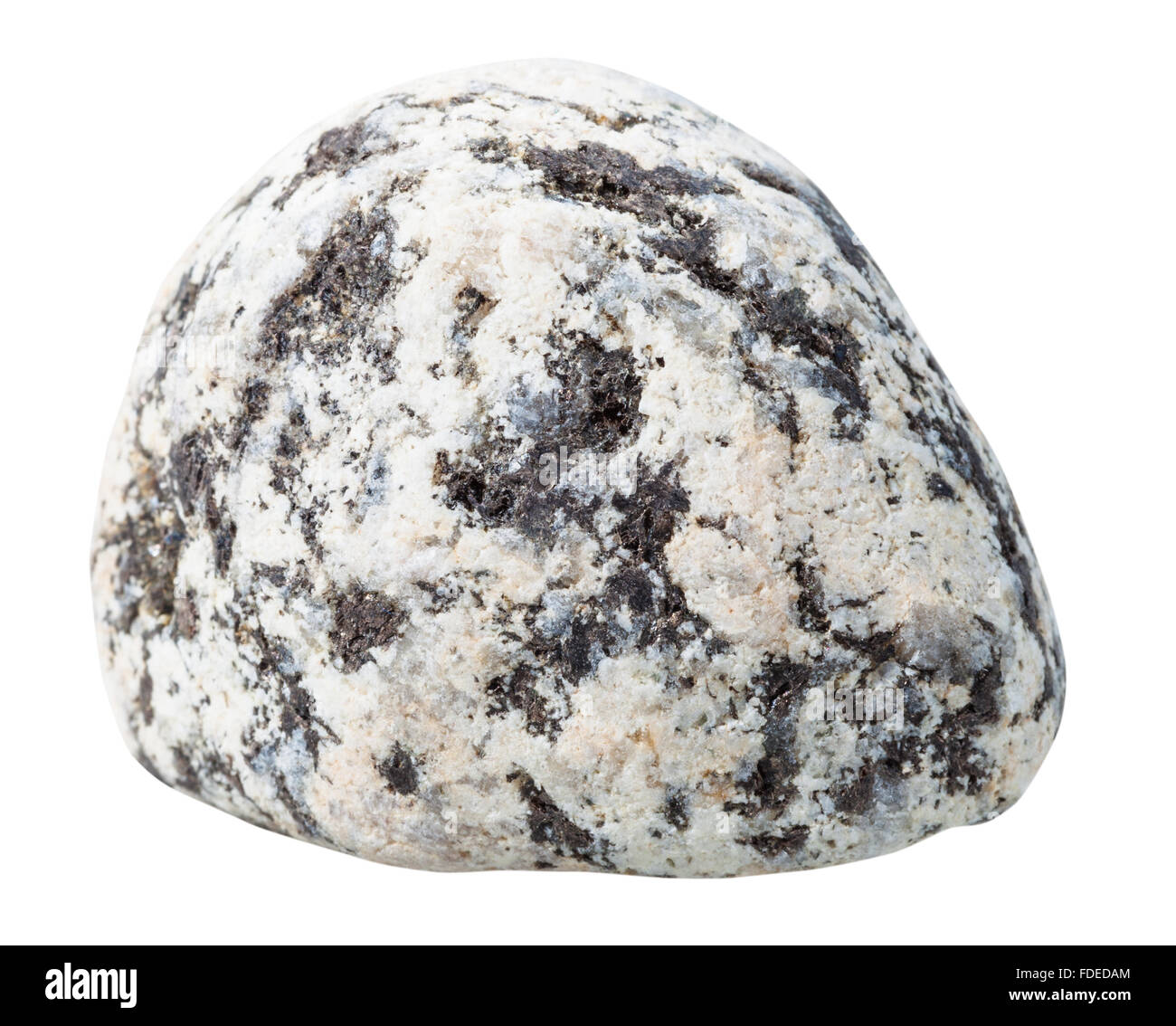 Kiesel aus Diorit Rock natürlichen Mineral Stein isoliert auf weißem Hintergrund Stockfoto