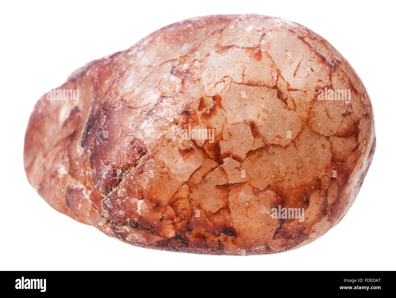 Kiesel von rosa Quarz Mineral Naturstein isoliert auf weißem Hintergrund Stockfoto
