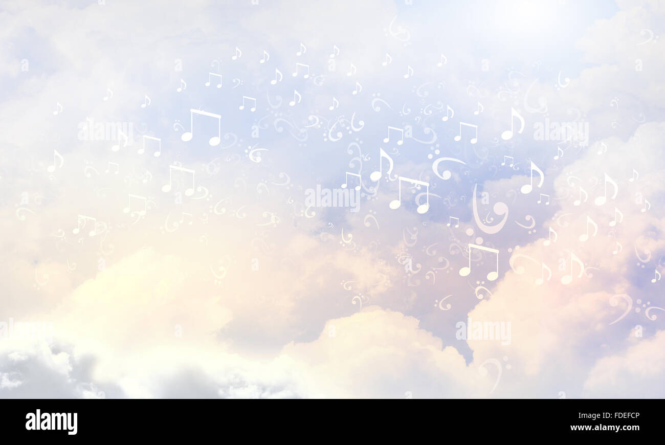 Konzeptionelle Hintergrundbild mit Musik Notenschlüssel und Noten Stockfoto
