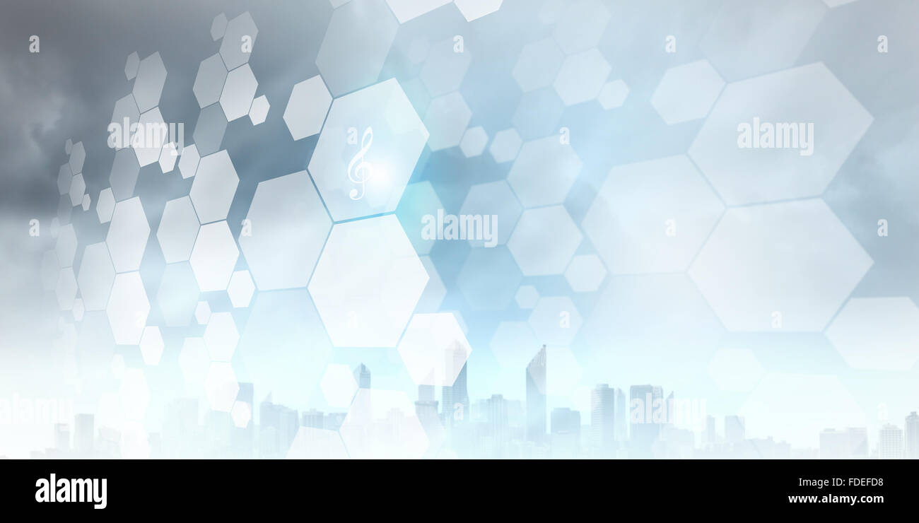 Konzeptionelle Hintergrundbild mit Musik Notenschlüssel und Noten Stockfoto