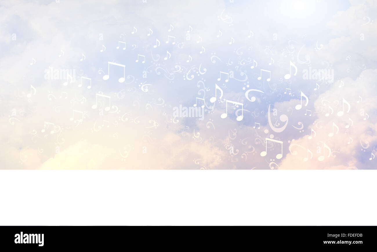 Konzeptionelle Hintergrundbild mit Musik Notenschlüssel und Noten Stockfoto