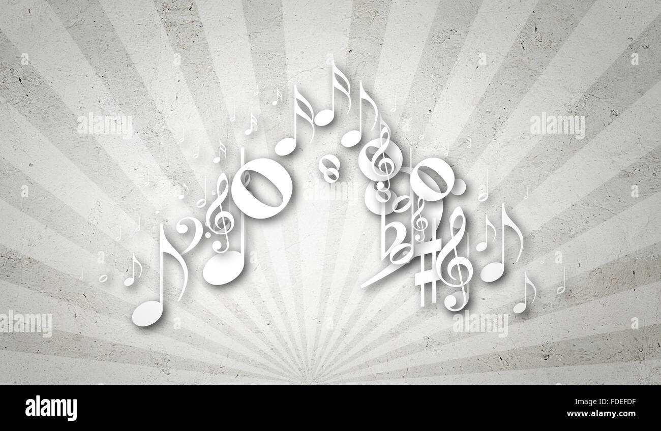 Konzeptionelle Hintergrundbild mit Musik Notenschlüssel und Noten Stockfoto