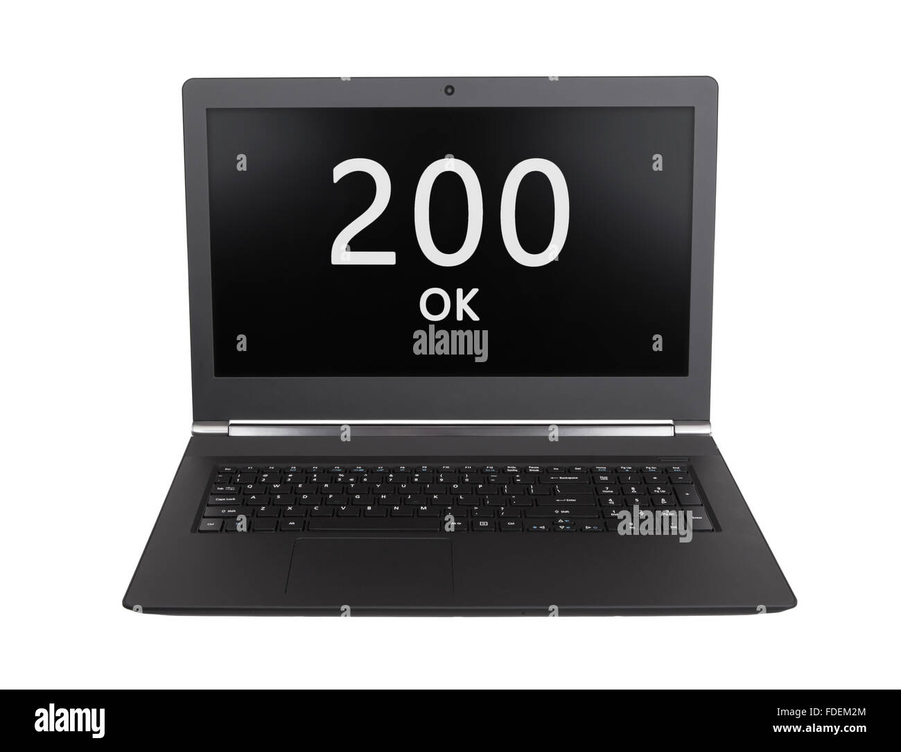 HTTP-Statuscode auf einem Laptop-Bildschirm - 200, "OK" Stockfoto