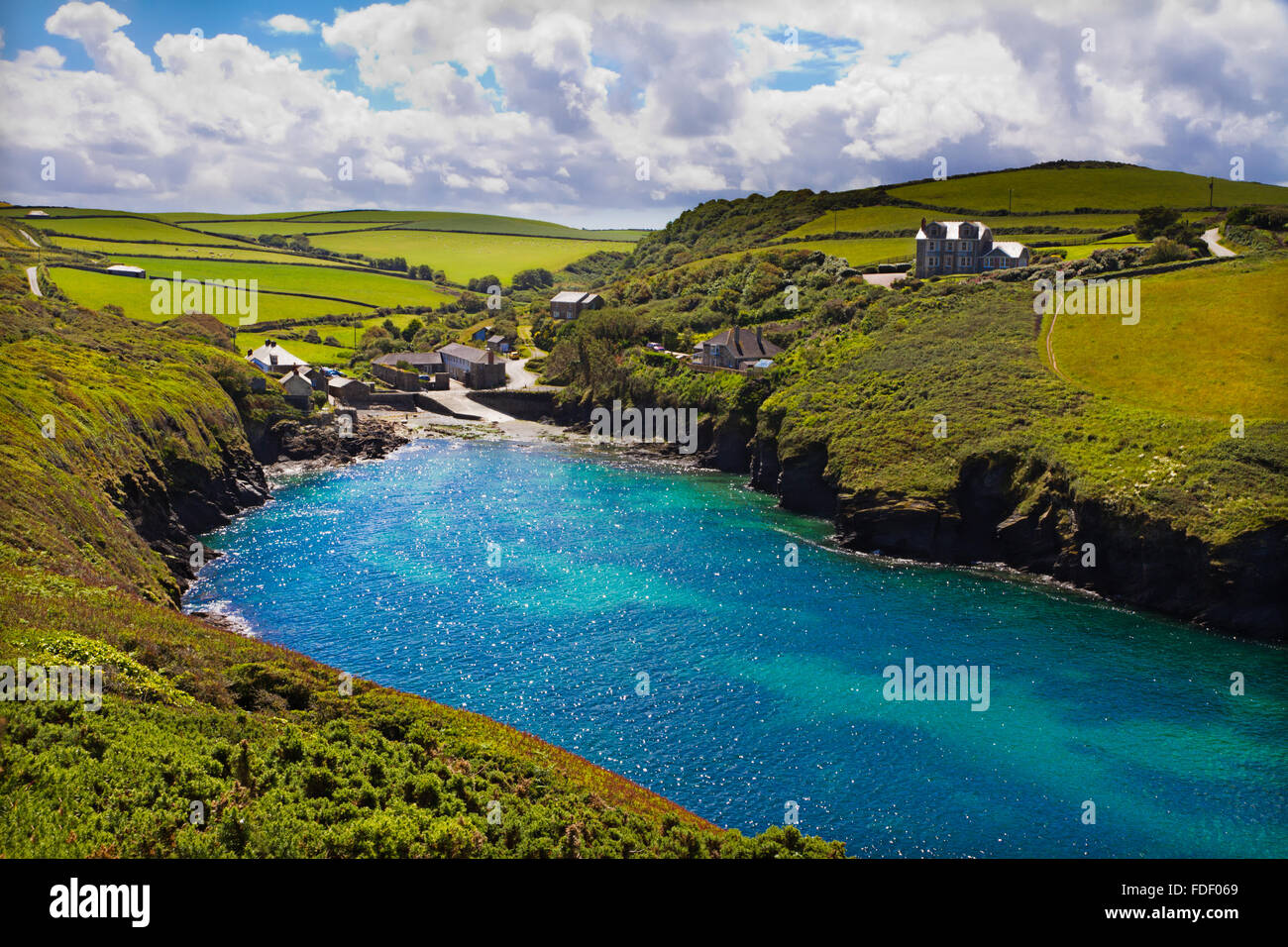 Bucht bei Port Quin, Cornwall, UK Stockfoto
