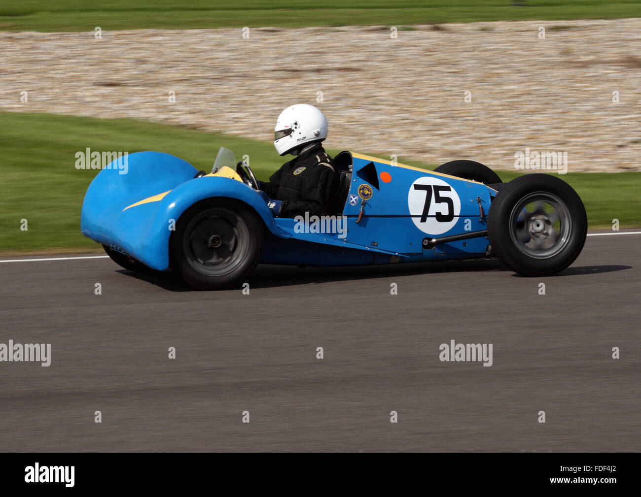 Richard Bishop-Miller racing ein Revis-JAP 500 beim Goodwood Revival 2015 in The Earl of March Trophy Rennen für 500ccm Formel 3 Stockfoto