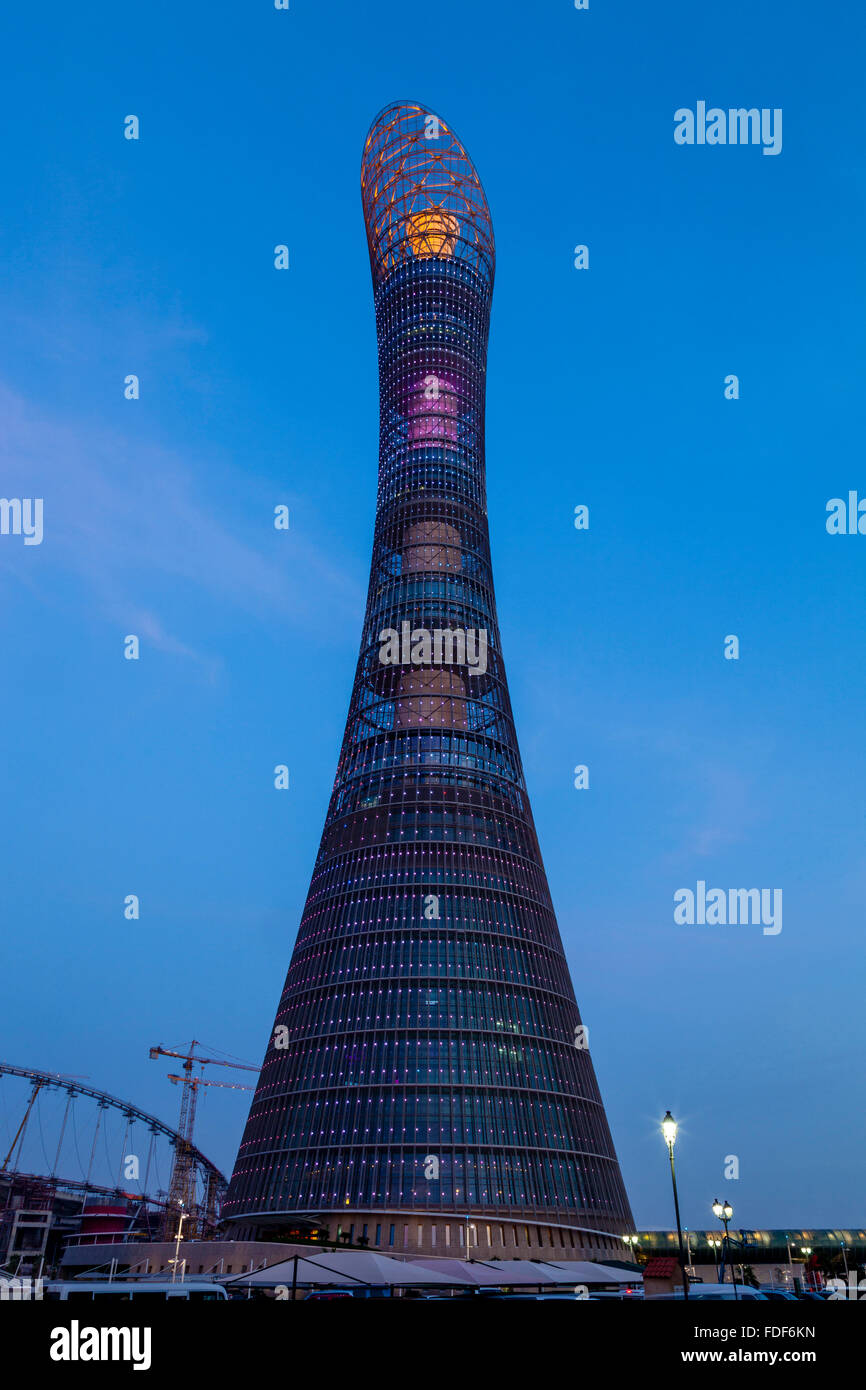 Das Aspire Tower (der Fackel Doha) Gebäude, Doha, Katar Stockfoto