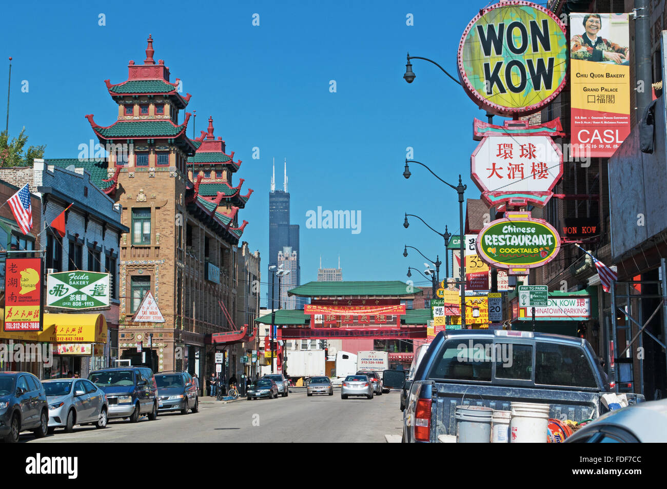 Chicago, Illinois, Vereinigte Staaten von Amerika: Chinatown Nachbarschaft und Pui Tak Center, einer kirchlichen Gemeinschaft center Stockfoto