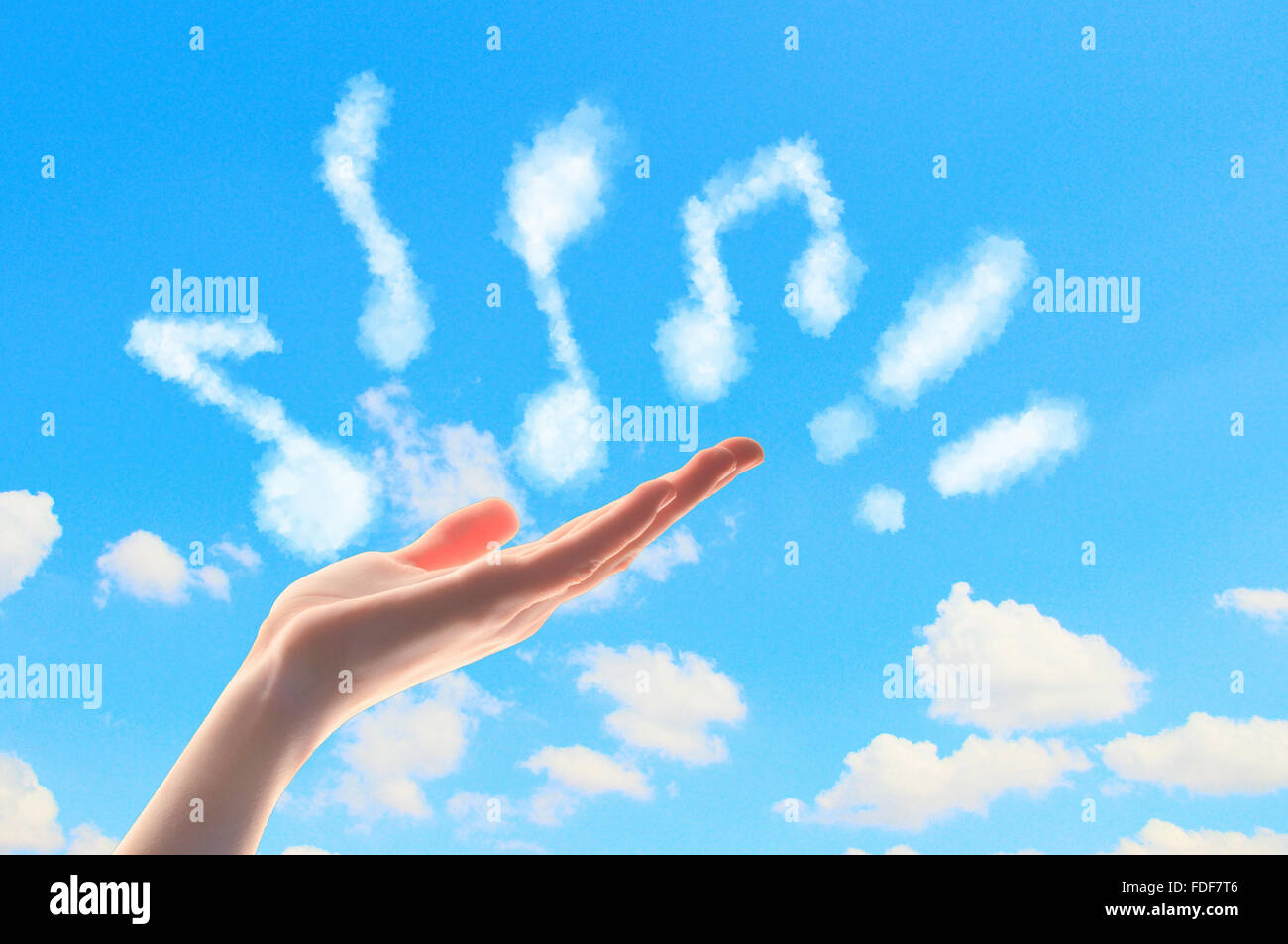 Nahaufnahme von Hand mit Noten Stockfoto